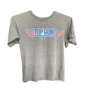 Top Gun T-Shirt Size M Unisex Gray With Top Gun Logo Red White & Blue